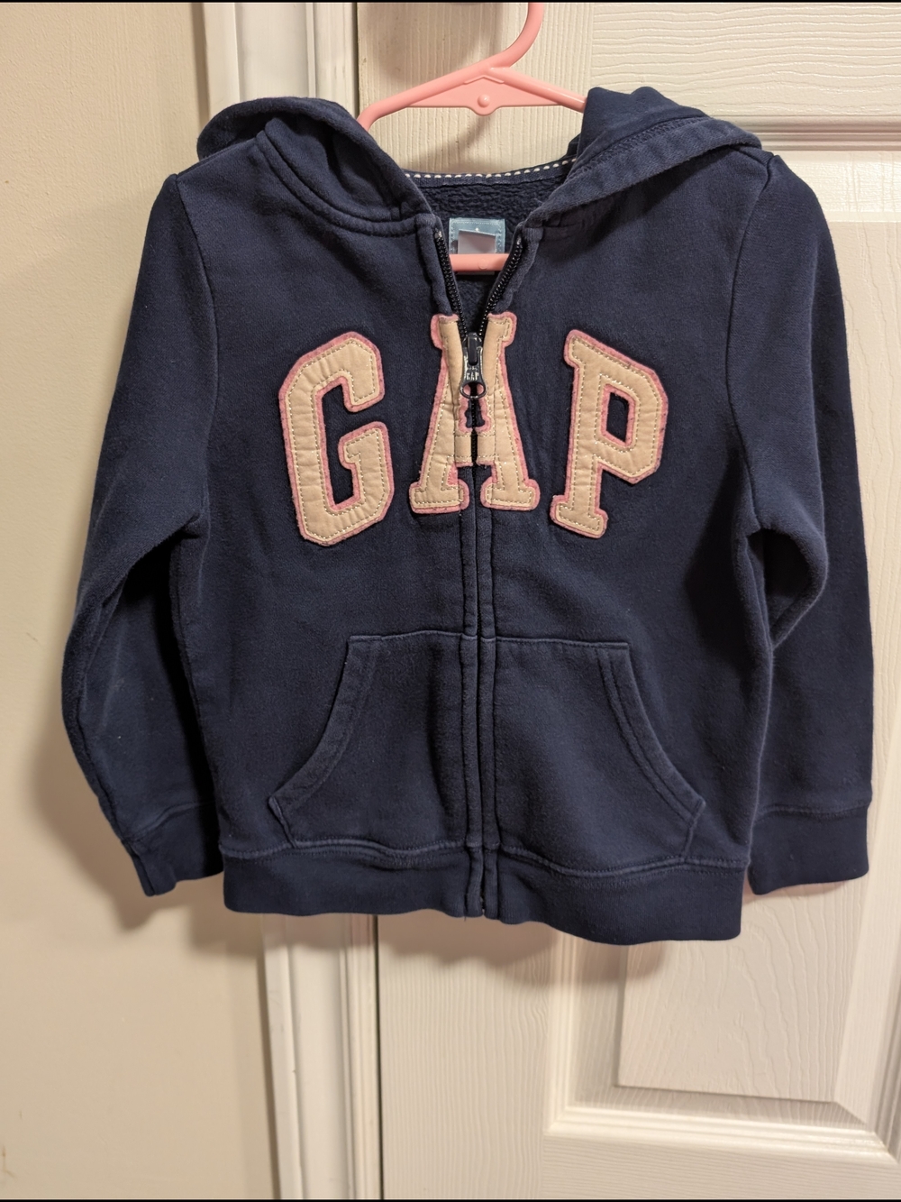 GAP Navy Hoodie with Cream & Pink Logo